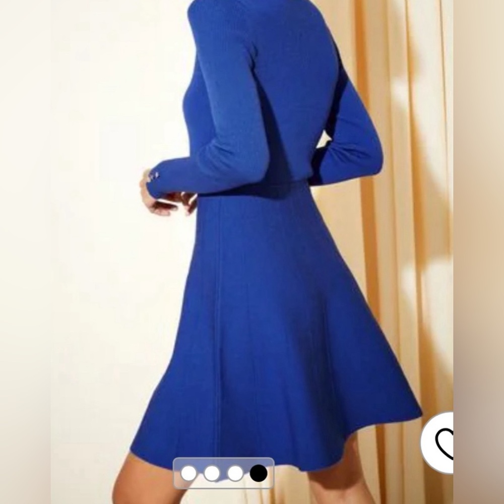 Double Zero Royal Blue Embellished Long Sleeve Dress